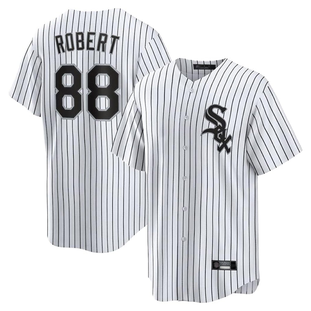 Silnrao C.White Sox #88 Luis Robert Jr Player White Stripe Home Game Stitched Jerseys