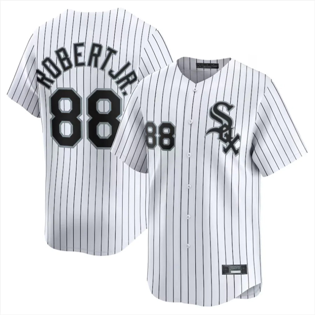 Silnrao C.White Sox #88 Luis Robert Jr Player White Stripe Limited Home Stitched Jerseys