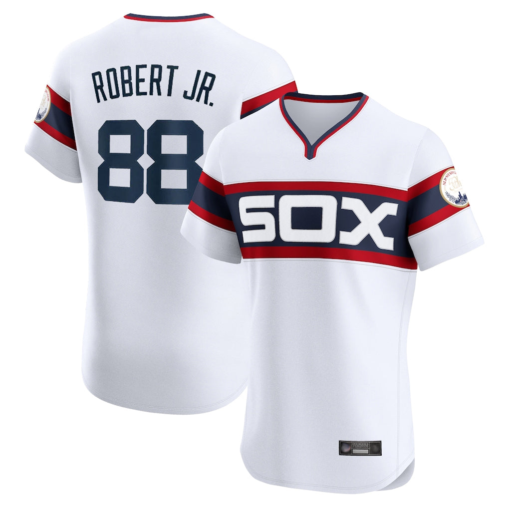 Silnrao C.White Sox #88 Luis Robert Jr Player White T-shirt Limited Elite Home Stitched Jerseys