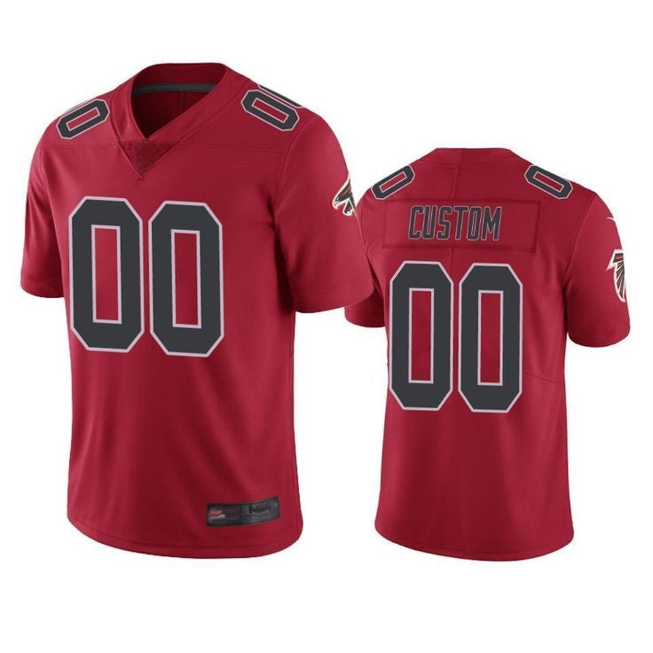 Silnrao Custom A.Falcons Red Color Rush Limited Stitched Jerseys