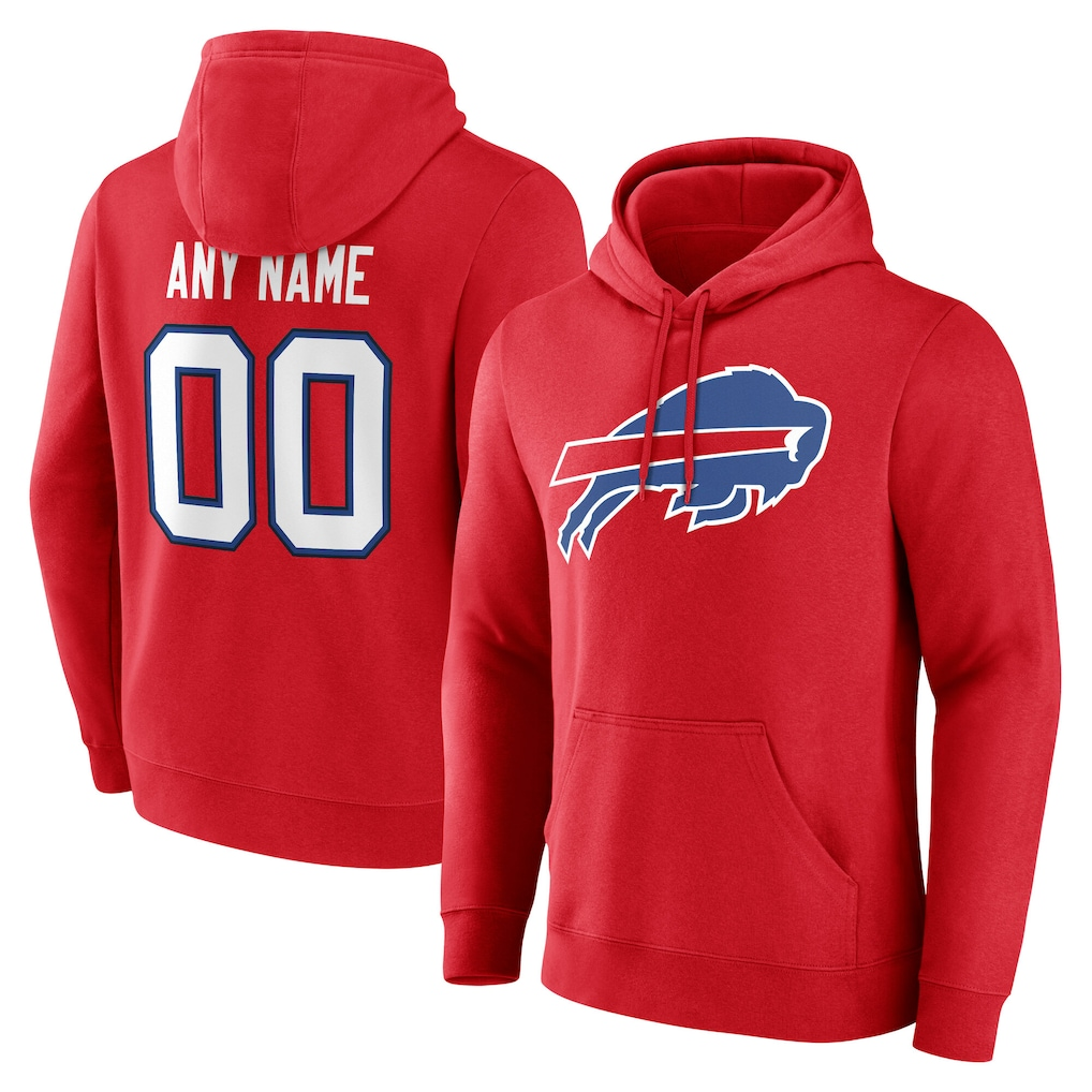 Silnrao Custom B.Bills Red Team Authentic Personalized Name & Number Hoodie Stitched Jerseys