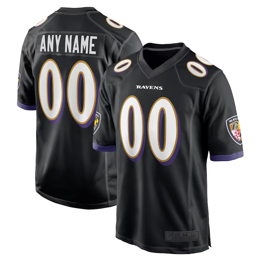 Silnrao Custom B.Ravens Black Home Game Stitched Jerseys