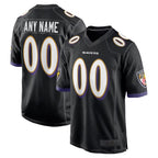 Silnrao Custom B.Ravens Black Home Game Stitched Jerseys
