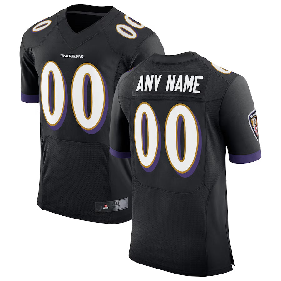 Silnrao Custom B.Ravens Black Speed Machine Elite Stitched Jerseys