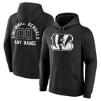 Silnrao Custom C.Bengals Black Personalized Name & Number Pullover Hoodie Stitched Jerseys