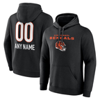 Silnrao Custom C.Bengals Black Personalized Name & Number Team Wordmark Pullover Hoodie Stitched Jerseys