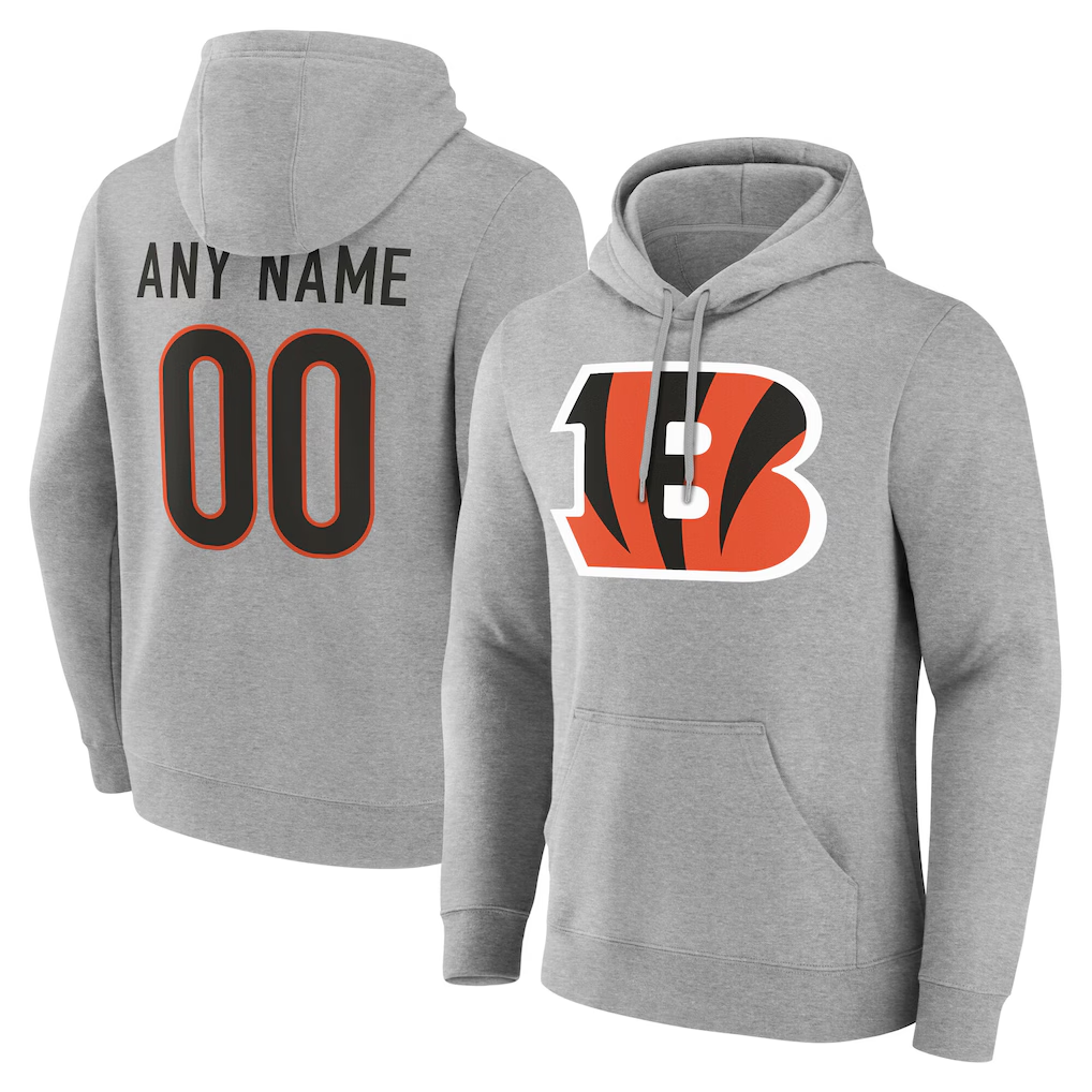 Silnrao Custom C.Bengals Gray Team Authentic Personalized Name & Number Hoodie Stitched Jerseys