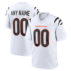 Silnrao Custom C.Bengals White Game Stitched Jerseys