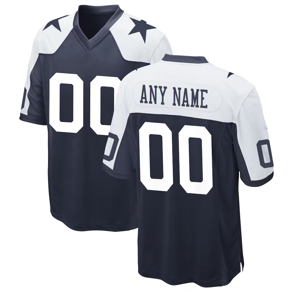 Silnrao Custom D.Cowboys Navy Alternate Game Jersey Stitched Jerseys