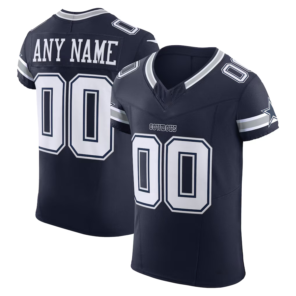 Silnrao Custom D.Cowboys Navy Vapor F.U.S.E. Elite Custom Stitched Jerseys