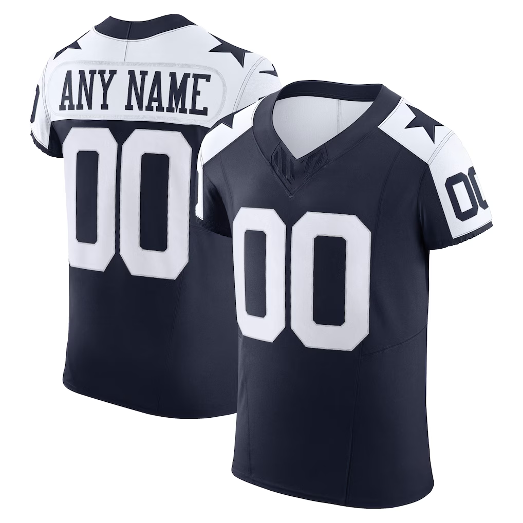 Silnrao Custom D.Cowboys Navy Vapor F.U.S.E. Elite Stitched Jerseys
