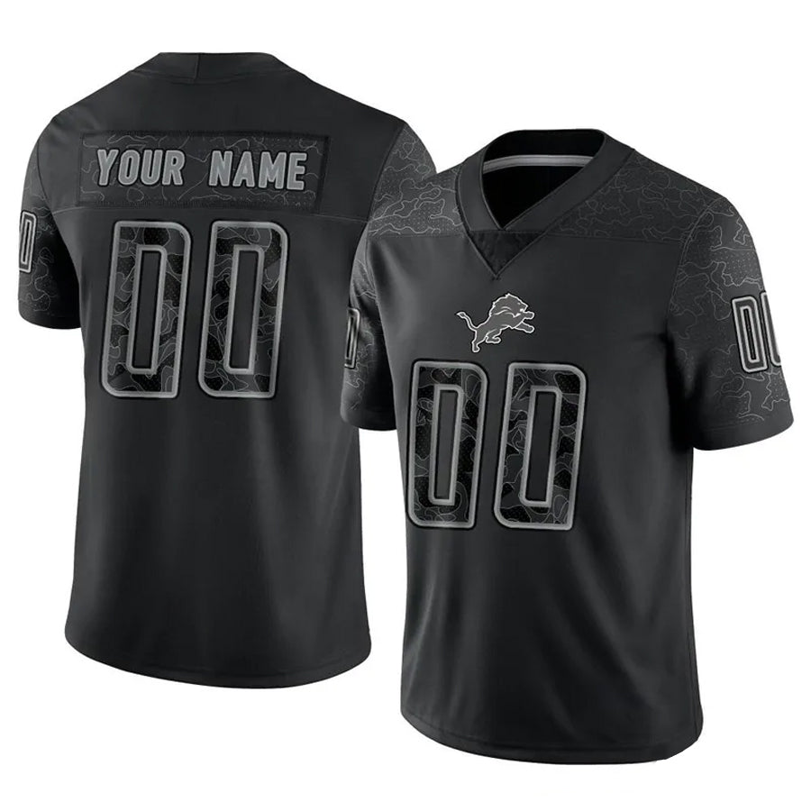 Silnrao Custom D.Lions Black RFLCTV Limited Stitched Jerseys