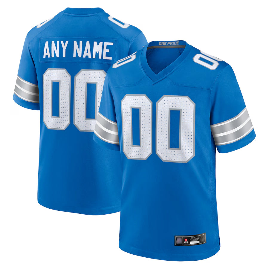 Silnrao Custom D.Lions Blue Home Game Stitched Jerseys