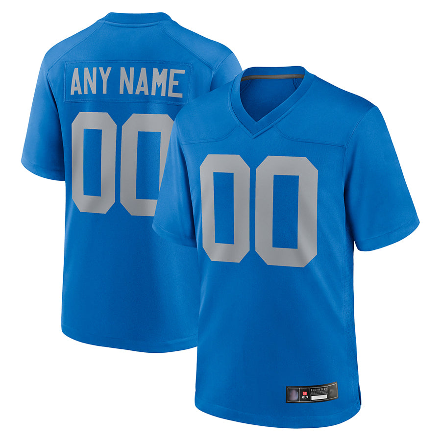 Silnrao Custom D.Lions Blue Limted Game Alternate Stitched Jerseys