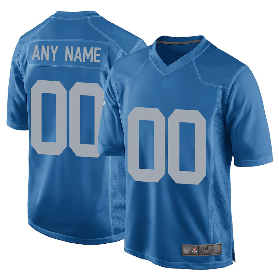 Silnrao Custom D.Lions Blue Replica Game Alternate Stitched Jerseys