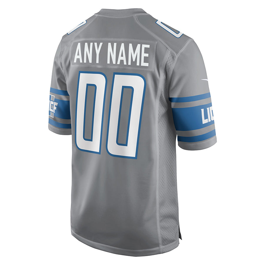 Silnrao Custom D.Lions Gray Replica Game Stitched Jerseys