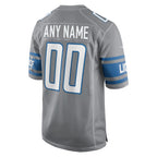 Silnrao Custom D.Lions Gray Replica Game Stitched Jerseys