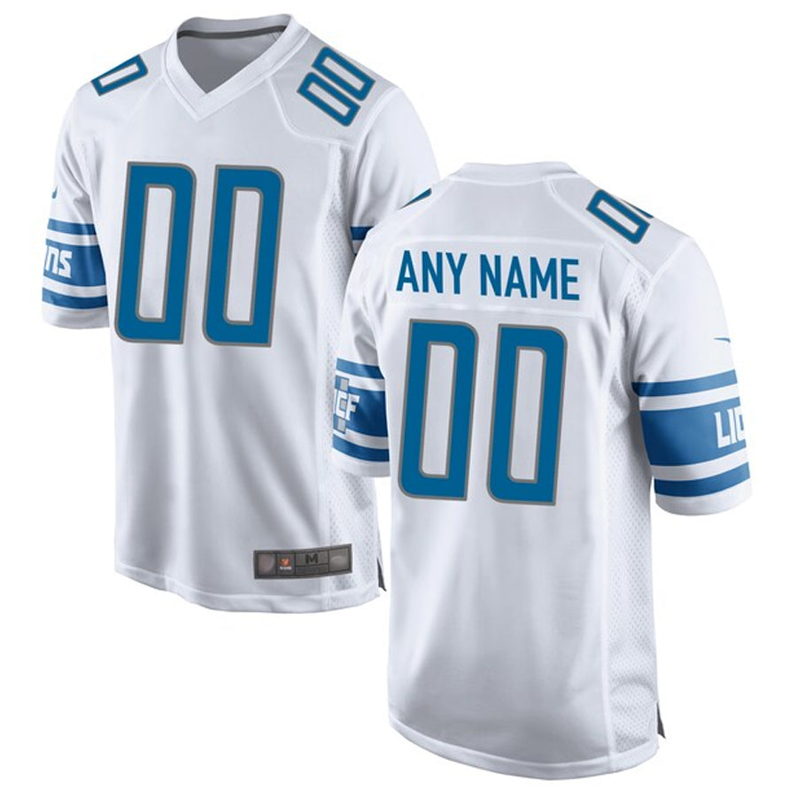 Silnrao Custom D.Lions White Replica Game Stitched Jerseys