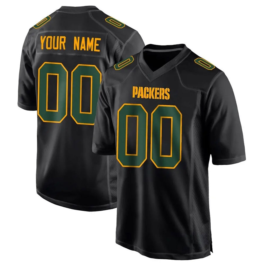 Silnrao Custom GB.Packers Black Fashion Game Stitched Jerseys