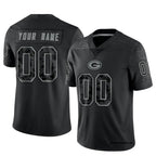 Silnrao Custom GB.Packers Black REFLECTIVE Limited Stitched Jerseys