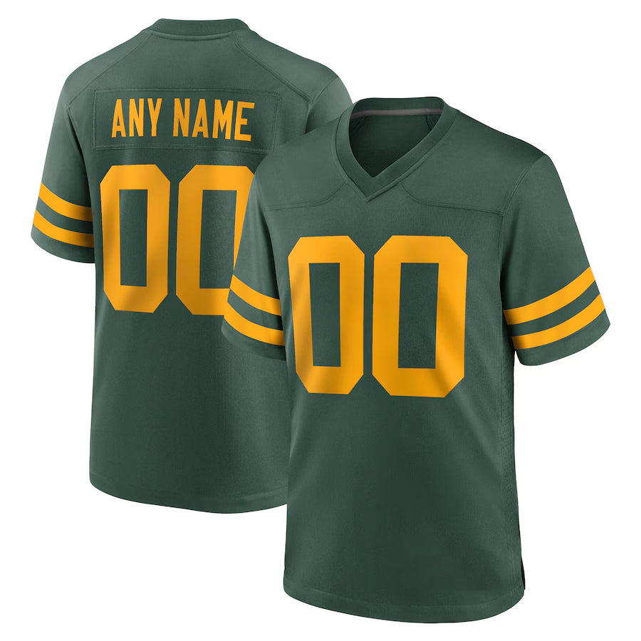 Silnrao Custom GB. Packers Green Alternate Game Stitched Jerseys