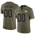Silnrao Custom GB.Packers Salute To Service Olive Stitched Jerseys