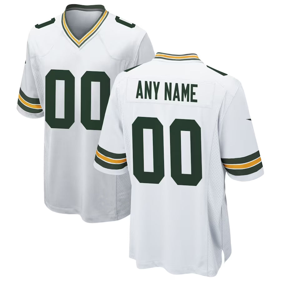 Silnrao Custom GB.Packers White Home Game Stitched Jerseys
