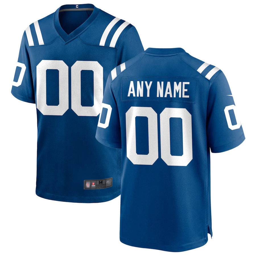 Silnrao Custom IN.Colts Royal Replica Home Game Stitched Jerseys