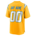 Silnrao Custom LA.Chargers Gold Home Game Stitched Jerseys