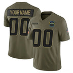 Silnrao Custom LA.Chargers Salute To Service Olive Limited Stitched Jerseys