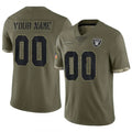 Silnrao Custom LV.Raiders  Salute To Service Olive Stitched Jerseys