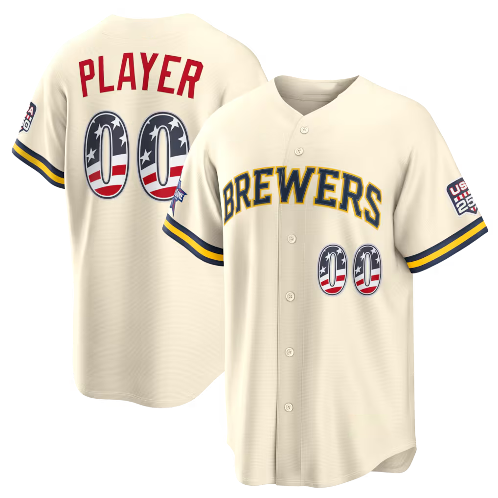 Silnrao Custom M.Brewers 2026 All-Star Edition Stars & Stripes Cream Stadium Jerseys