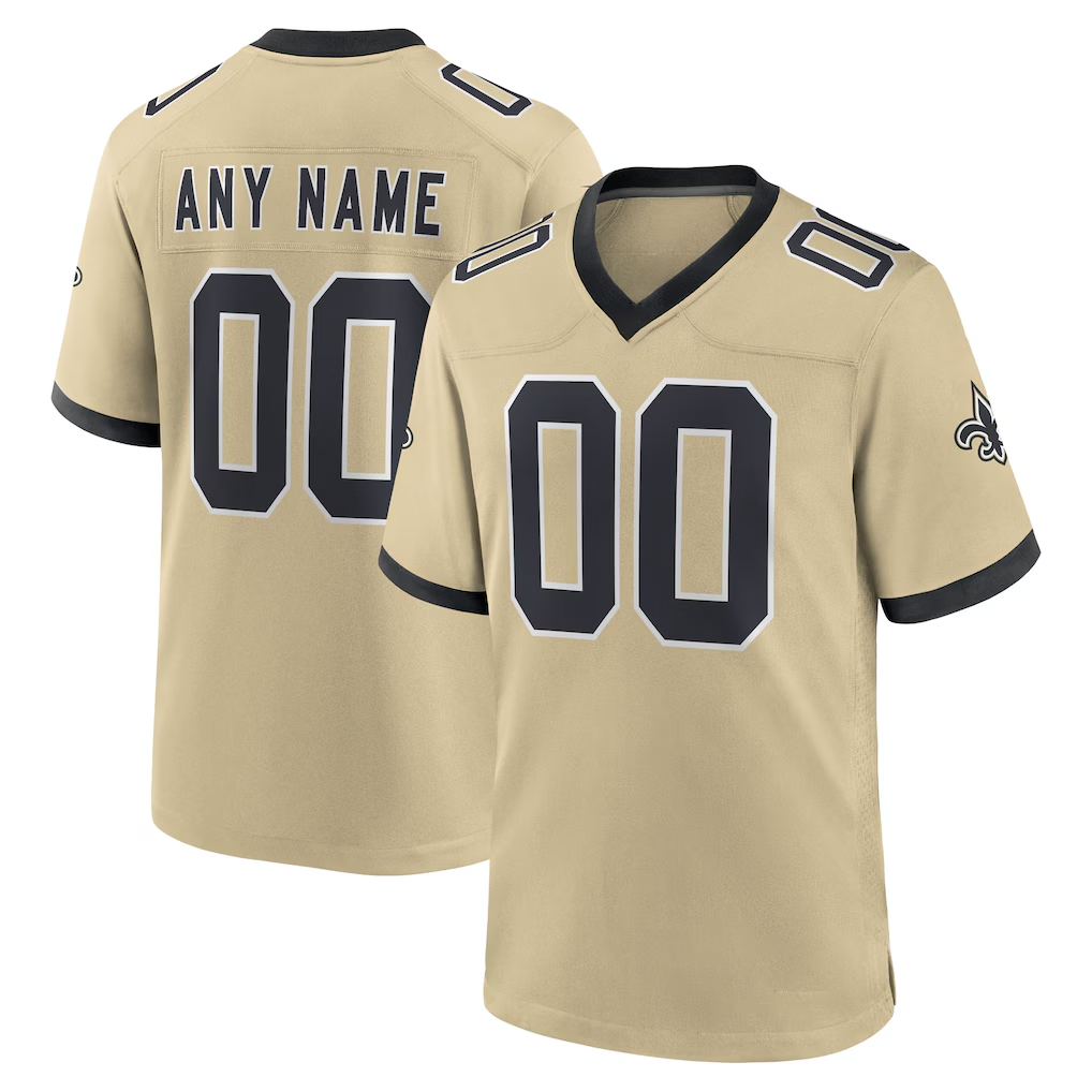 Silnrao Custom NO.Saints Gold Gameday Golds Alternate Game Stitched Jerseys