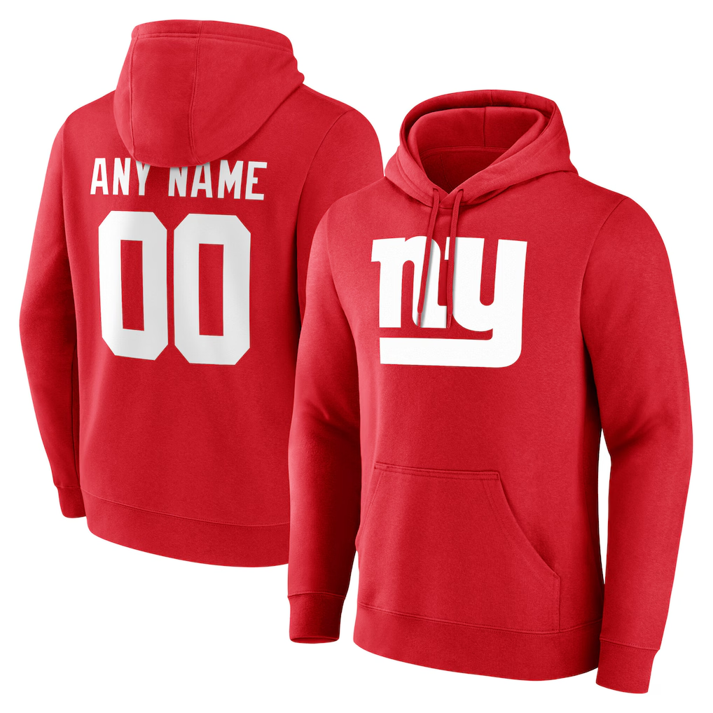 Silnrao Custom NY.Giants Red Team Authentic Personalized Name & Number Hoodie Stitched Jerseys
