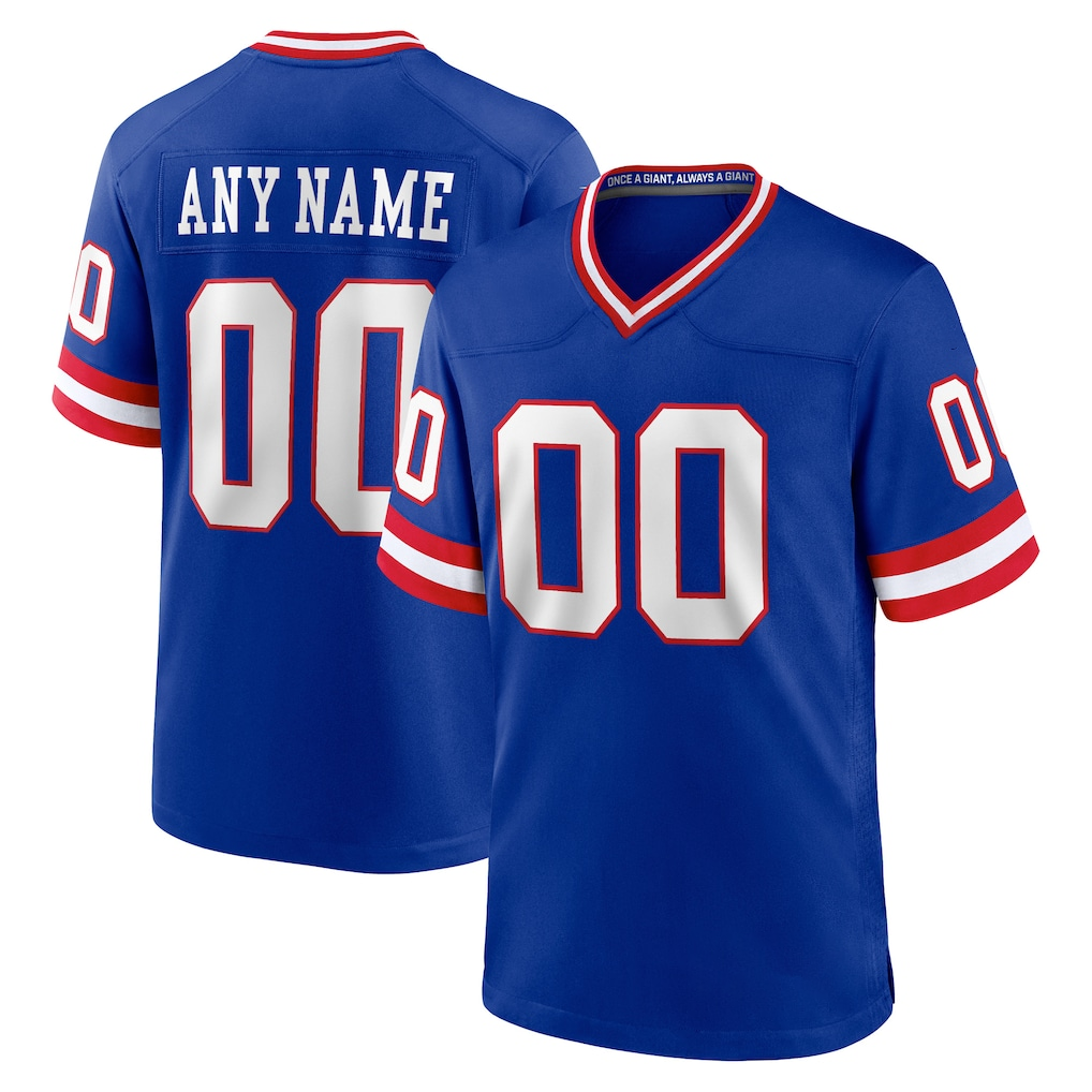 Silnrao Custom NY.Giants Royal Classic Game Stitched Jerseys