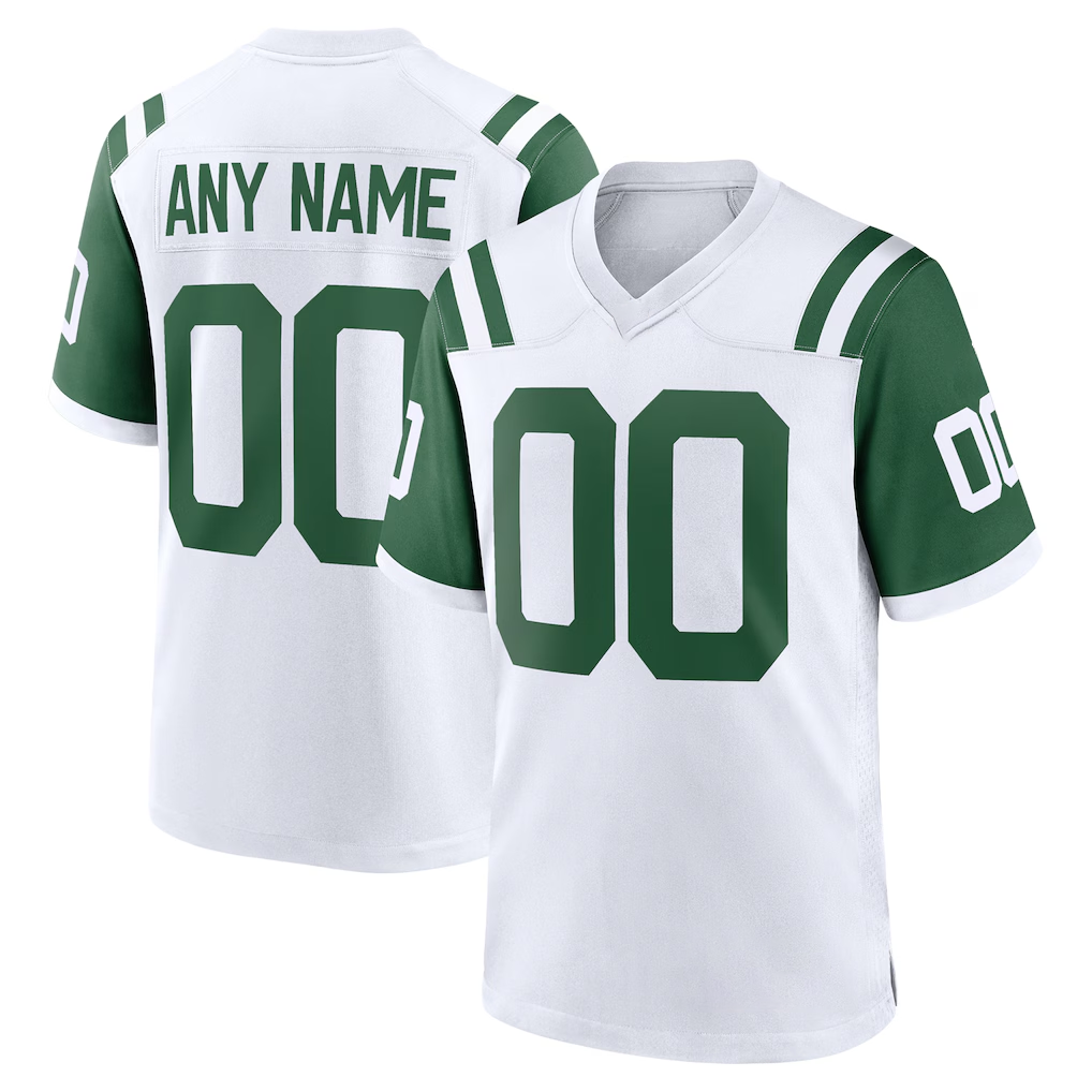 Silnrao Custom NY.Jets White Classic Alternate Replica Stitched Jerseys