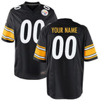 Silnrao Custom P.Steelers Black Game Stitched Jerseys