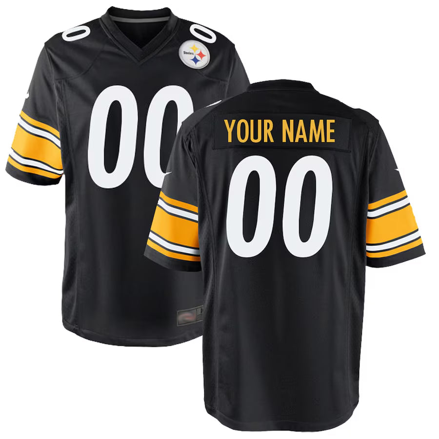 Silnrao Custom P.Steelers Black Game Stitched Jerseys
