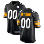 Silnrao Custom P.Steelers Black Home Game Stitched Jerseys