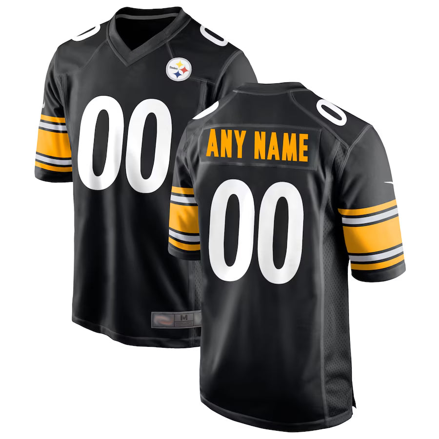 Silnrao Custom P.Steelers Black Home Game Stitched Jerseys
