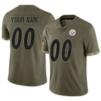 Silnrao Custom P.Steelers Salute To Service Limited Olive Stitched Jerseys