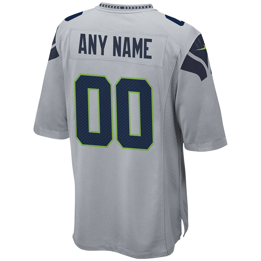 Silnrao Custom S.Seahawks Gray Alternate Game Stitched Jerseys
