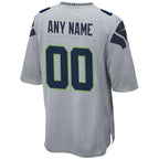 Silnrao Custom S.Seahawks Gray Alternate Game Stitched Jerseys