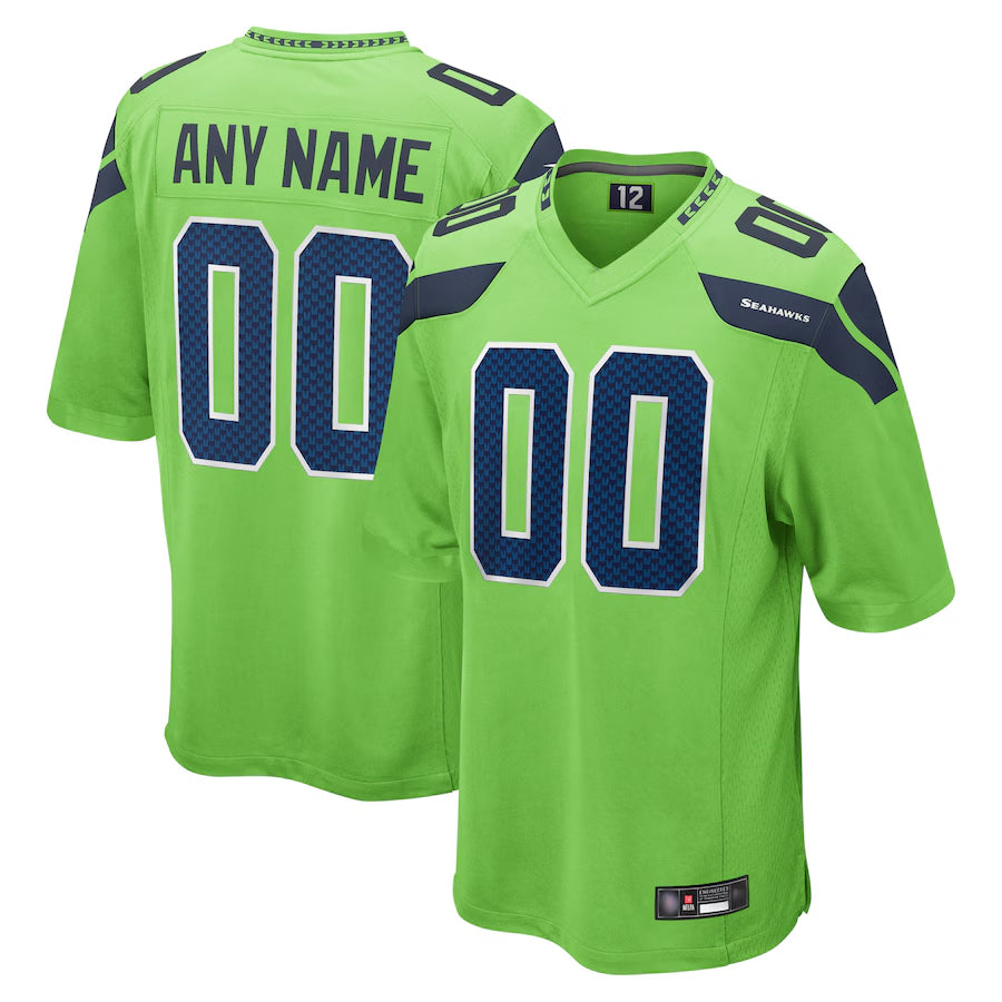 Silnrao Custom S.Seahawks Neon Green Alternate Game Stitched Jerseys