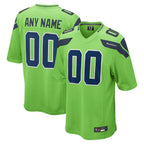 Silnrao Custom S.Seahawks Neon Green Alternate Game Stitched Jerseys