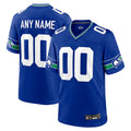 Silnrao Custom S.Seahawks Royal Throwback Game Stitched Jerseys