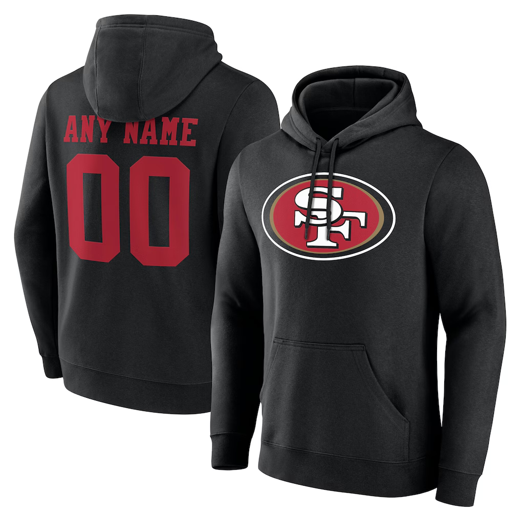 Silnrao Custom SF.49ers Black Team Authentic Personalized Name & Number Hoodie Stitched Jerseys