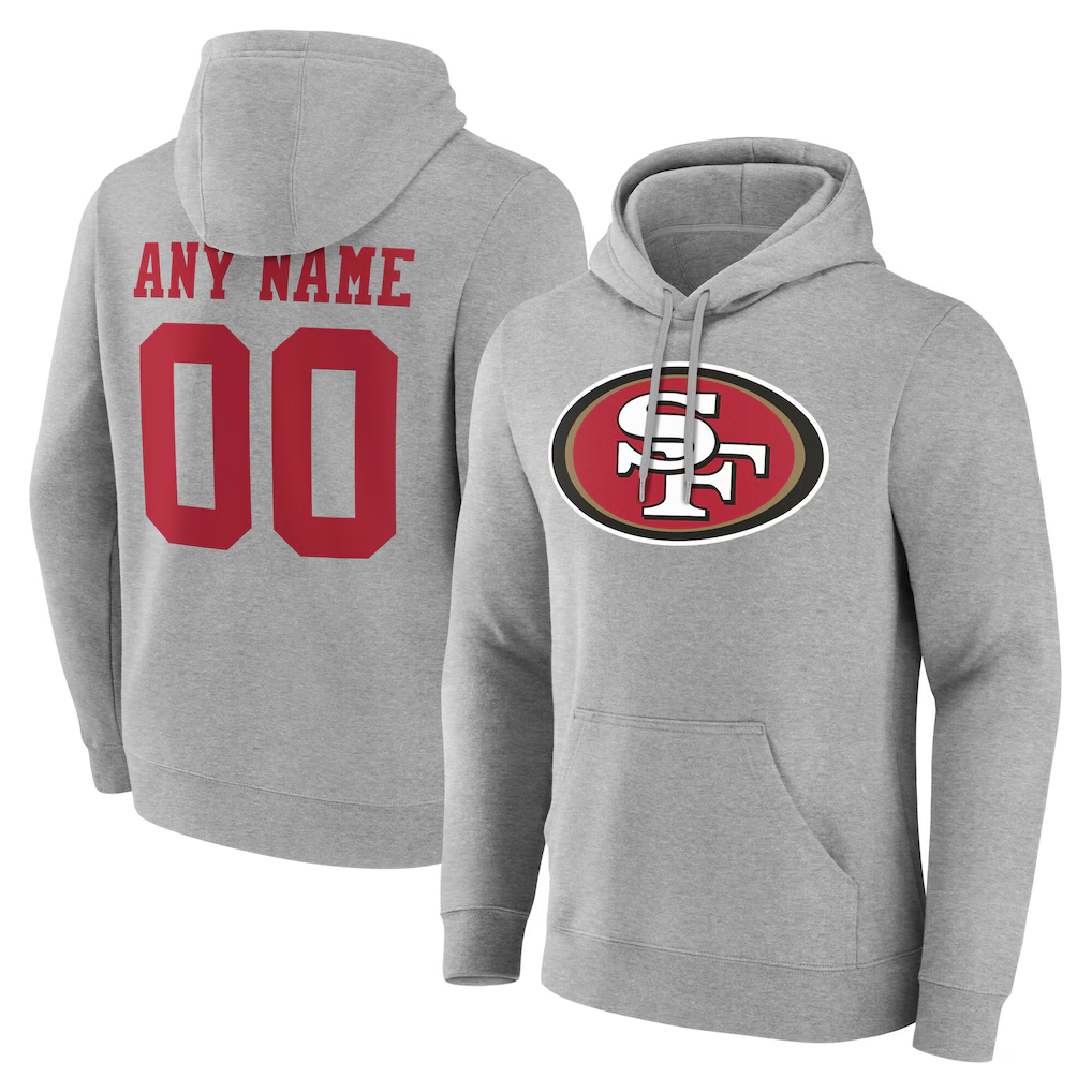 Silnrao Custom SF.49ers Gray Team Authentic Personalized Name & Number Hoodie Stitched Jerseys