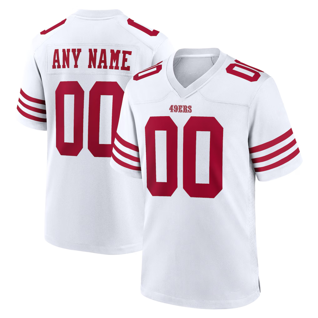 Silnrao Custom SF.49ers White Game Player Stitched Jerseys