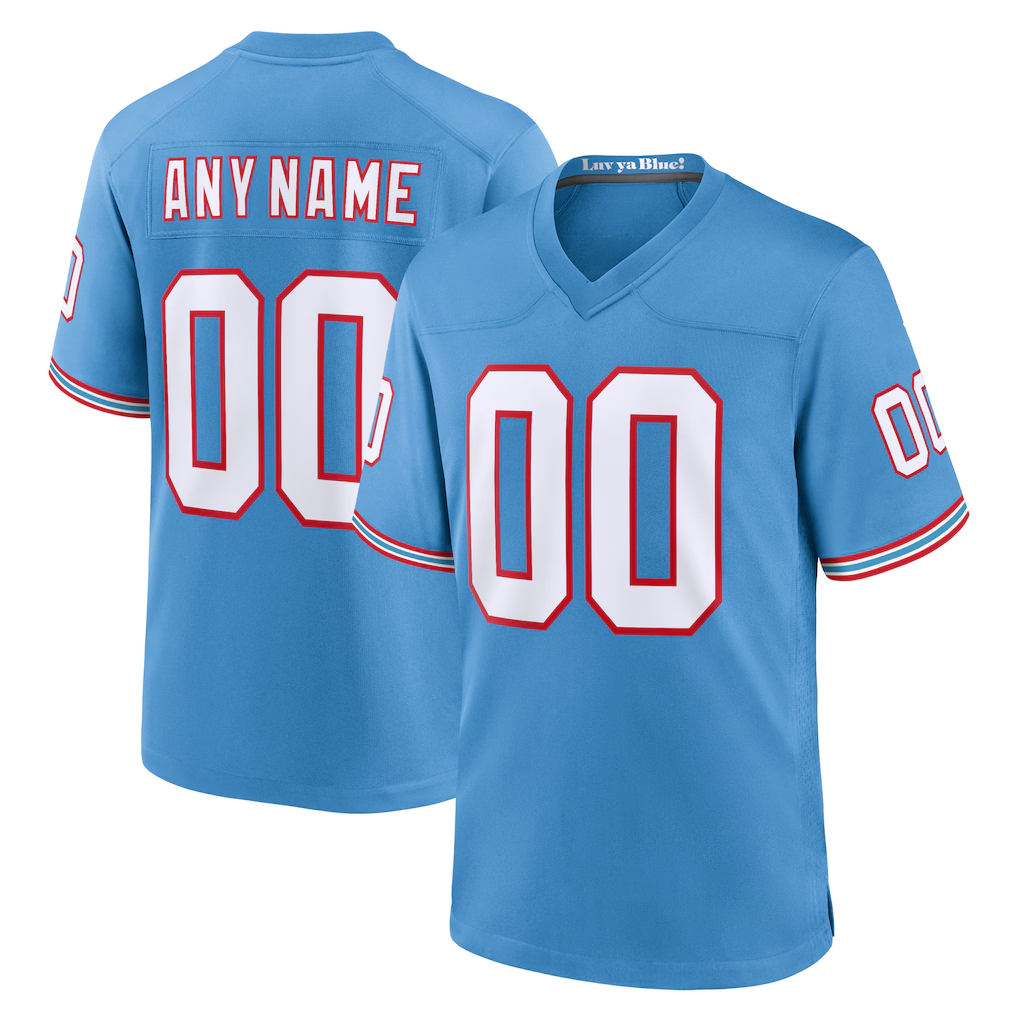 Silnrao Custom T.Titans  Light Blue Oilers Throwback Game Stitched Jerseys